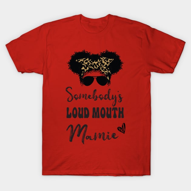 Perfect Afro Somebodys Loud Mouth Mamie, Leopard Bandana Sunglasses T-Shirt by WassilArt